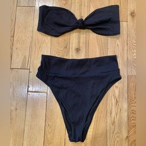 Aerie Black Ribbed Bikini Set XL/L